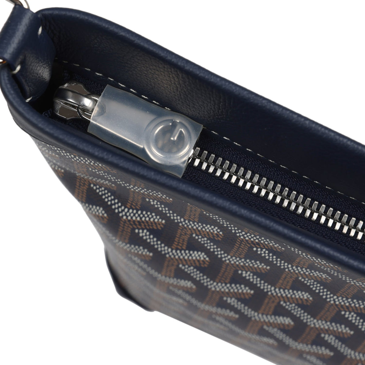 Goyard Goyardine Canvas Navy Blue Conti Pouch Palladium Hardware