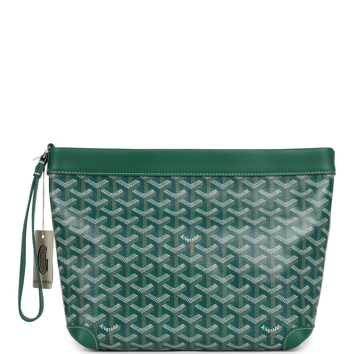Goyard Goyardine Canvas Green Conti Pouch Palladium Hardware