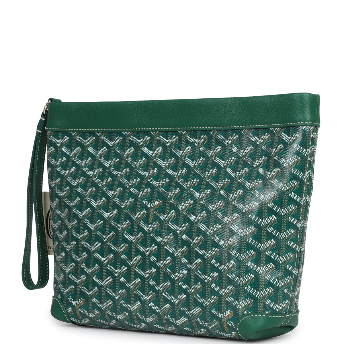 Goyard Goyardine Canvas Green Conti Pouch Palladium Hardware