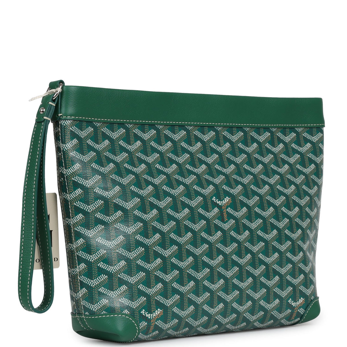 Goyard Goyardine Canvas Green Conti Pouch Palladium Hardware