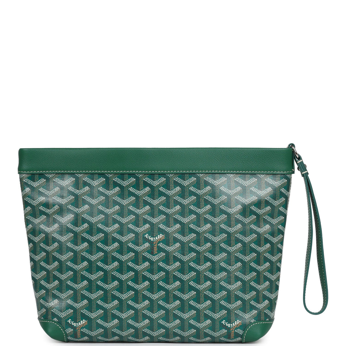 Goyard Goyardine Canvas Green Conti Pouch Palladium Hardware