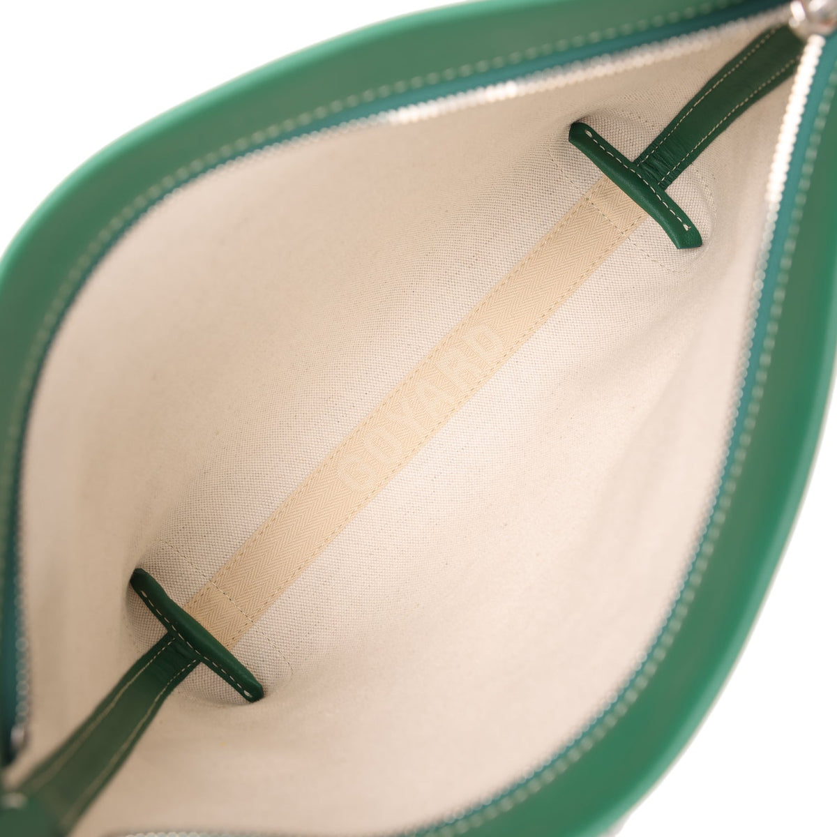 Goyard Goyardine Canvas Green Conti Pouch Palladium Hardware