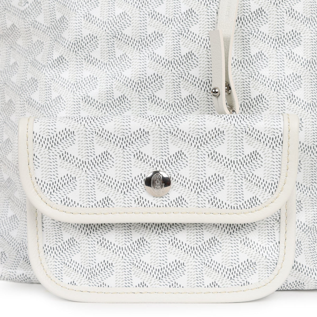 Goyard Goyardine White Boheme Mini Hobo Bag Palladium Hardware