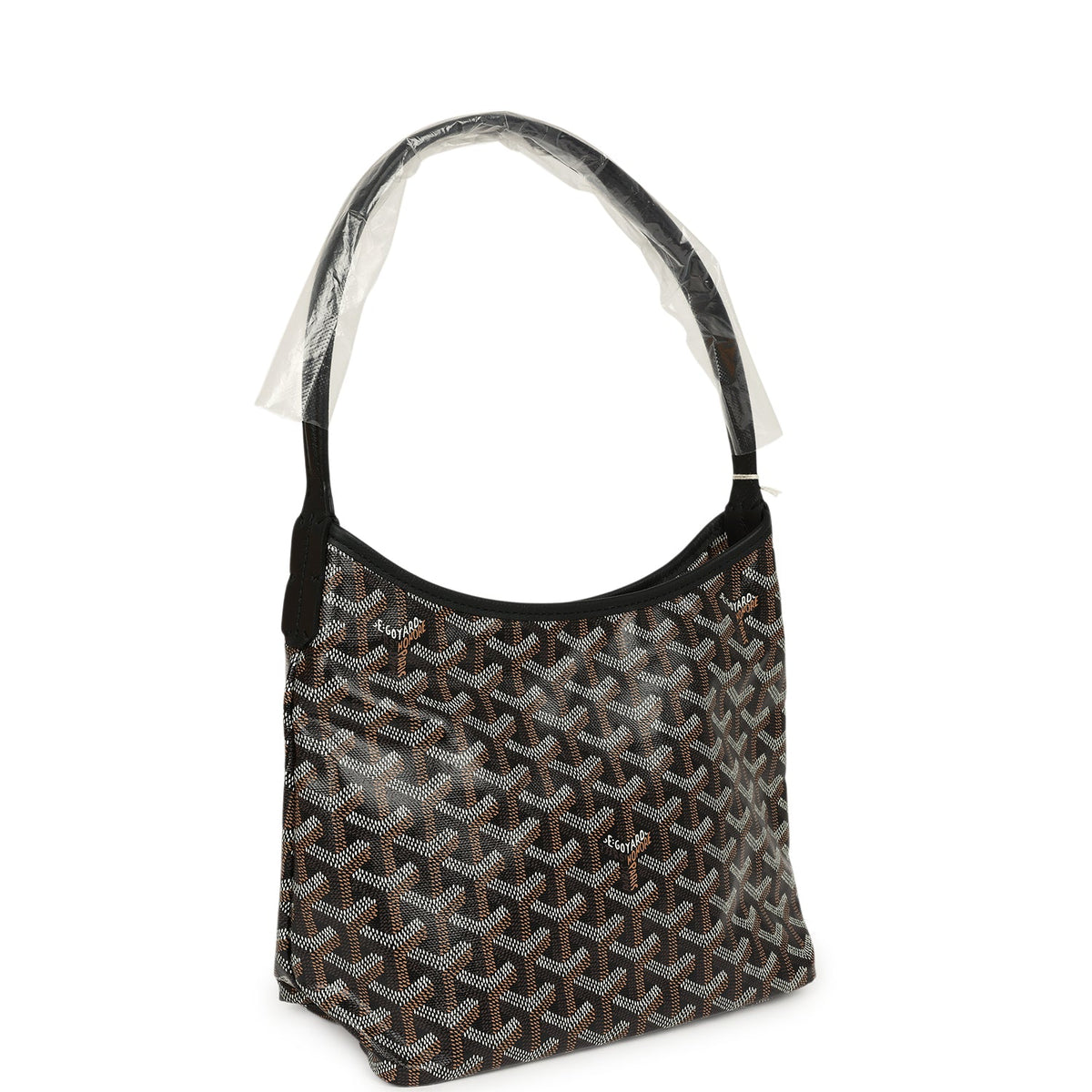 Goyard Goyardine Black Boheme Mini Hobo Bag Palladium Hardware