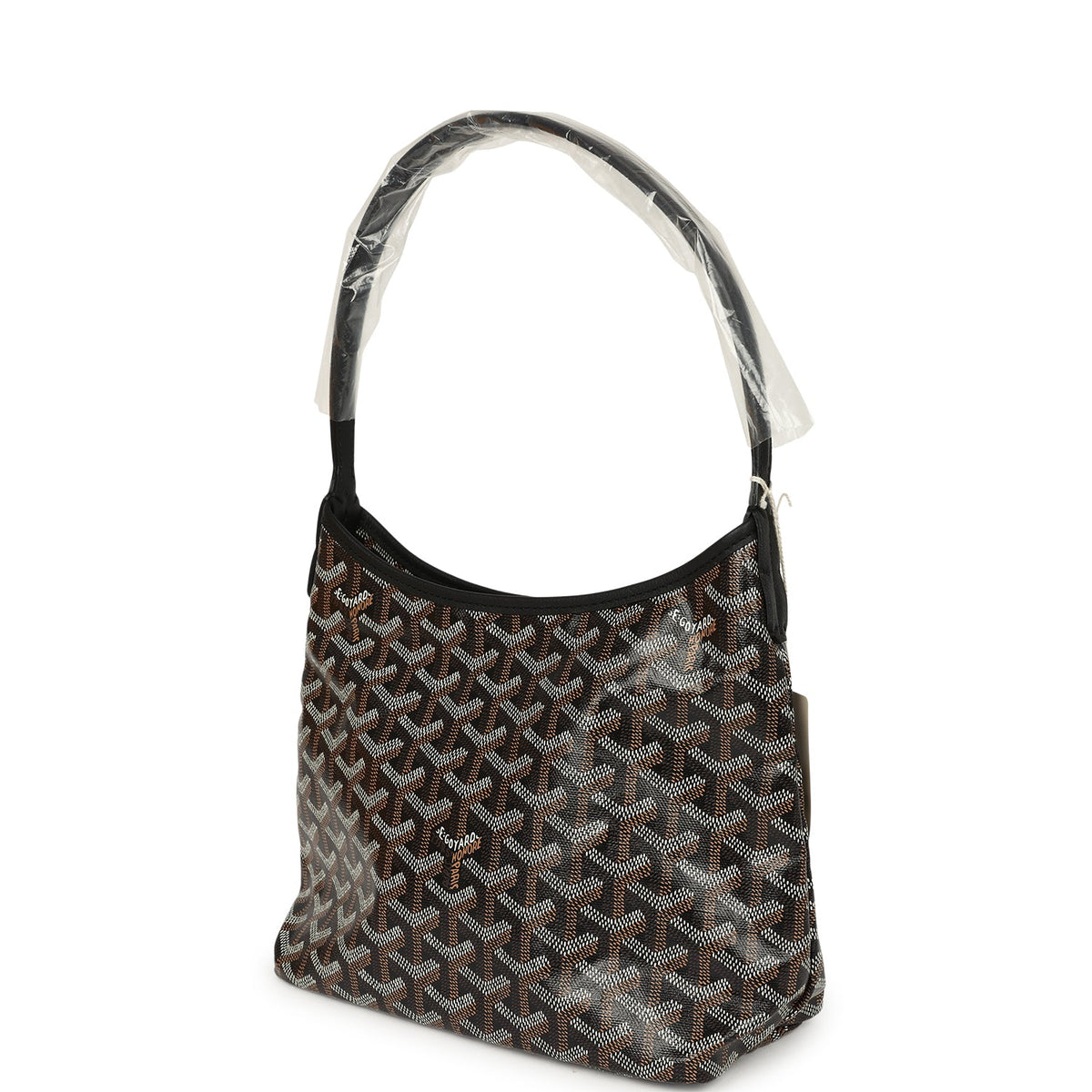 Goyard Goyardine Black Boheme Mini Hobo Bag Palladium Hardware