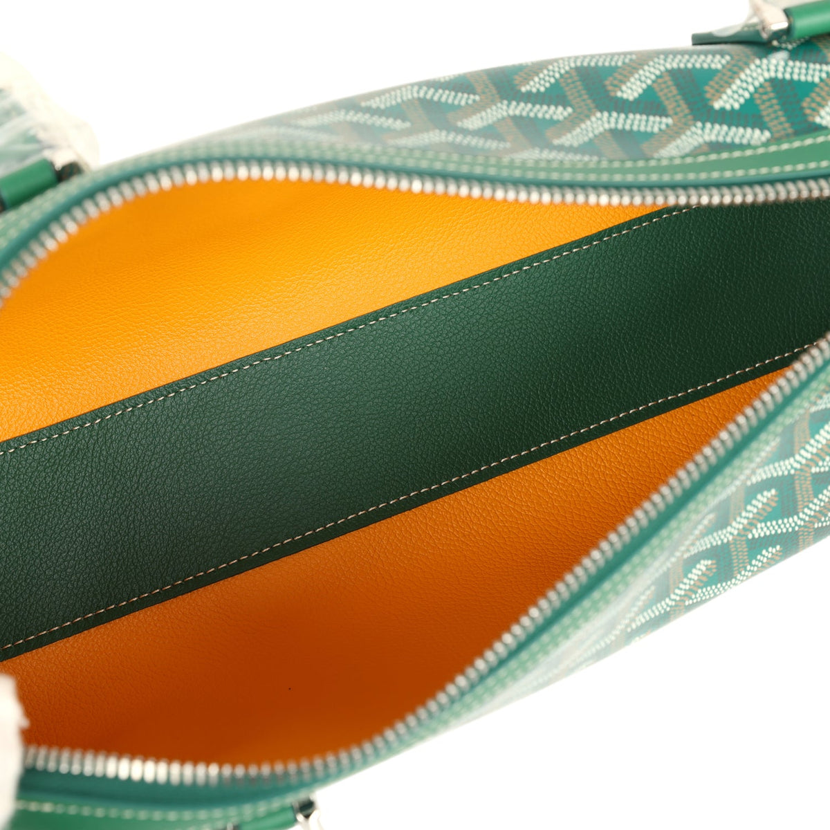 Goyard Goyardine Canvas Bonbonnière Bag Green Chevroches Calfskin Palladium Hardware