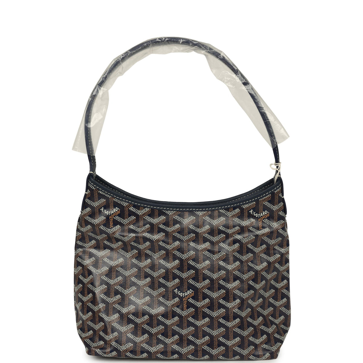 Goyard Goyardine Navy Boheme Mini Hobo Bag Palladium Hardware