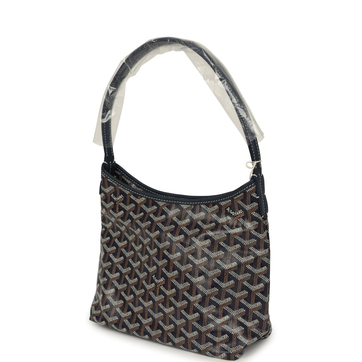 Goyard Goyardine Navy Boheme Mini Hobo Bag Palladium Hardware