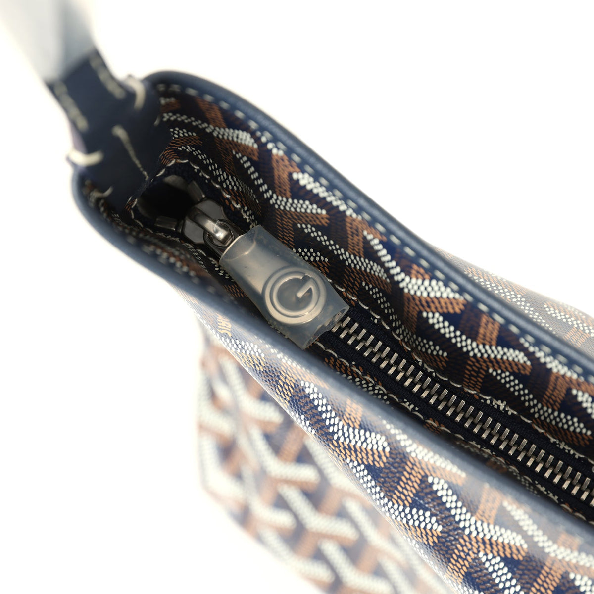 Goyard Goyardine Navy Boheme Mini Hobo Bag Palladium Hardware