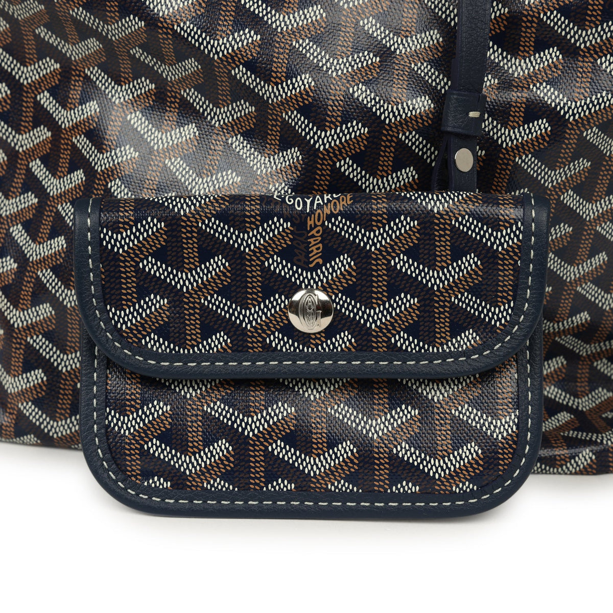 Goyard Goyardine Navy Boheme Mini Hobo Bag Palladium Hardware