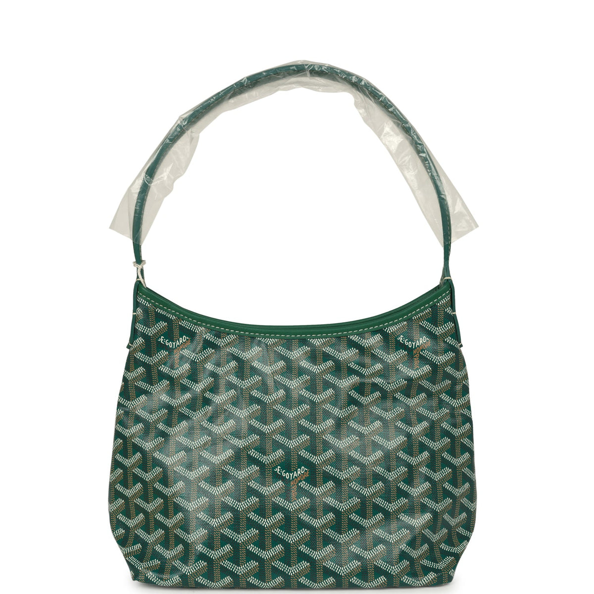 Goyard Goyardine Green Boheme Mini Hobo Bag Palladium Hardware