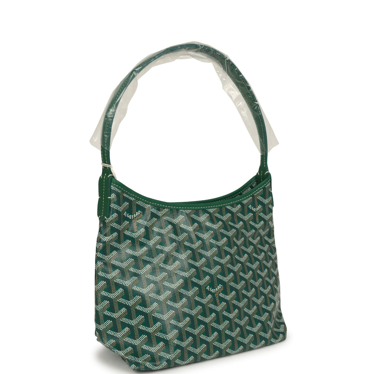 Goyard Goyardine Green Boheme Mini Hobo Bag Palladium Hardware