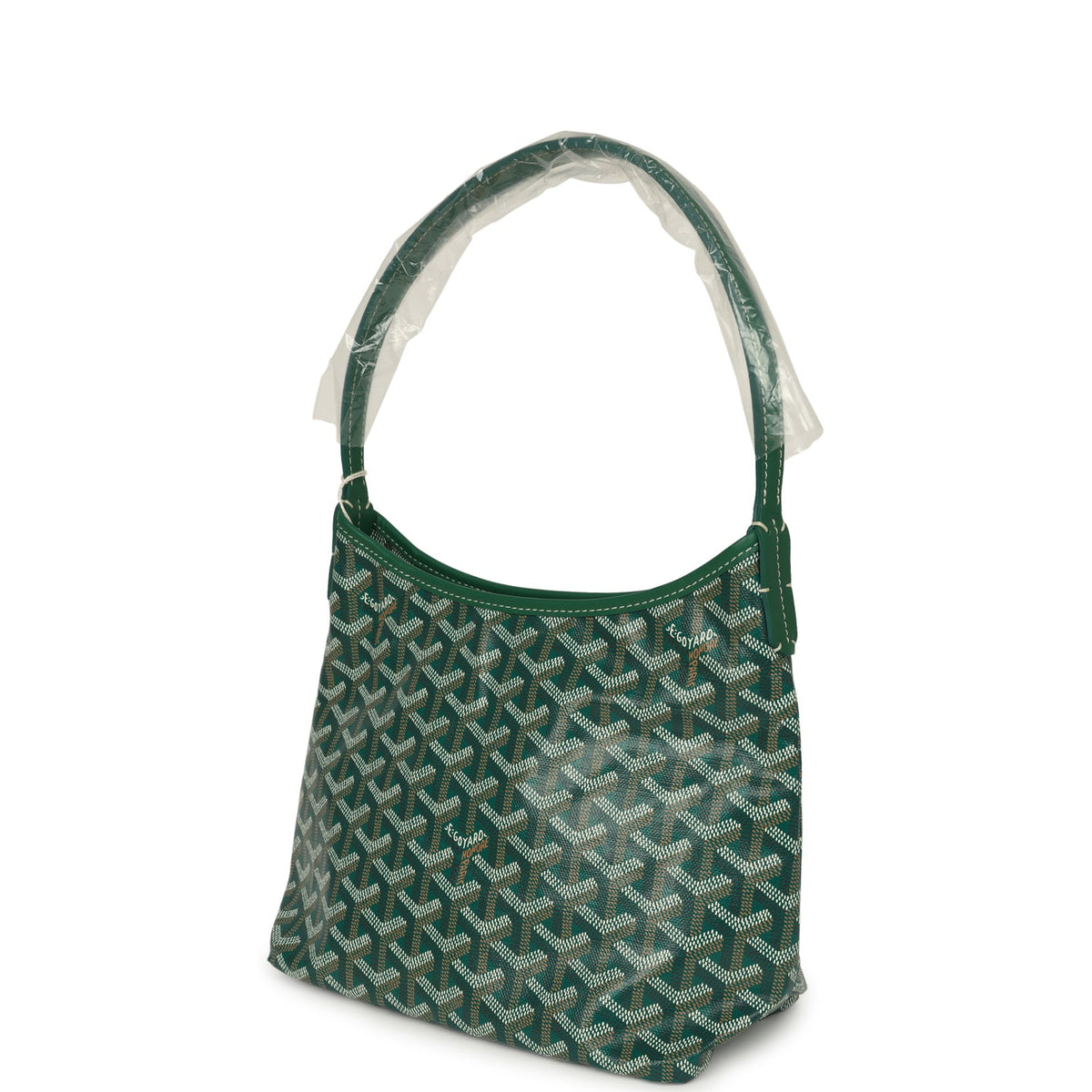 Goyard Goyardine Green Boheme Mini Hobo Bag Palladium Hardware