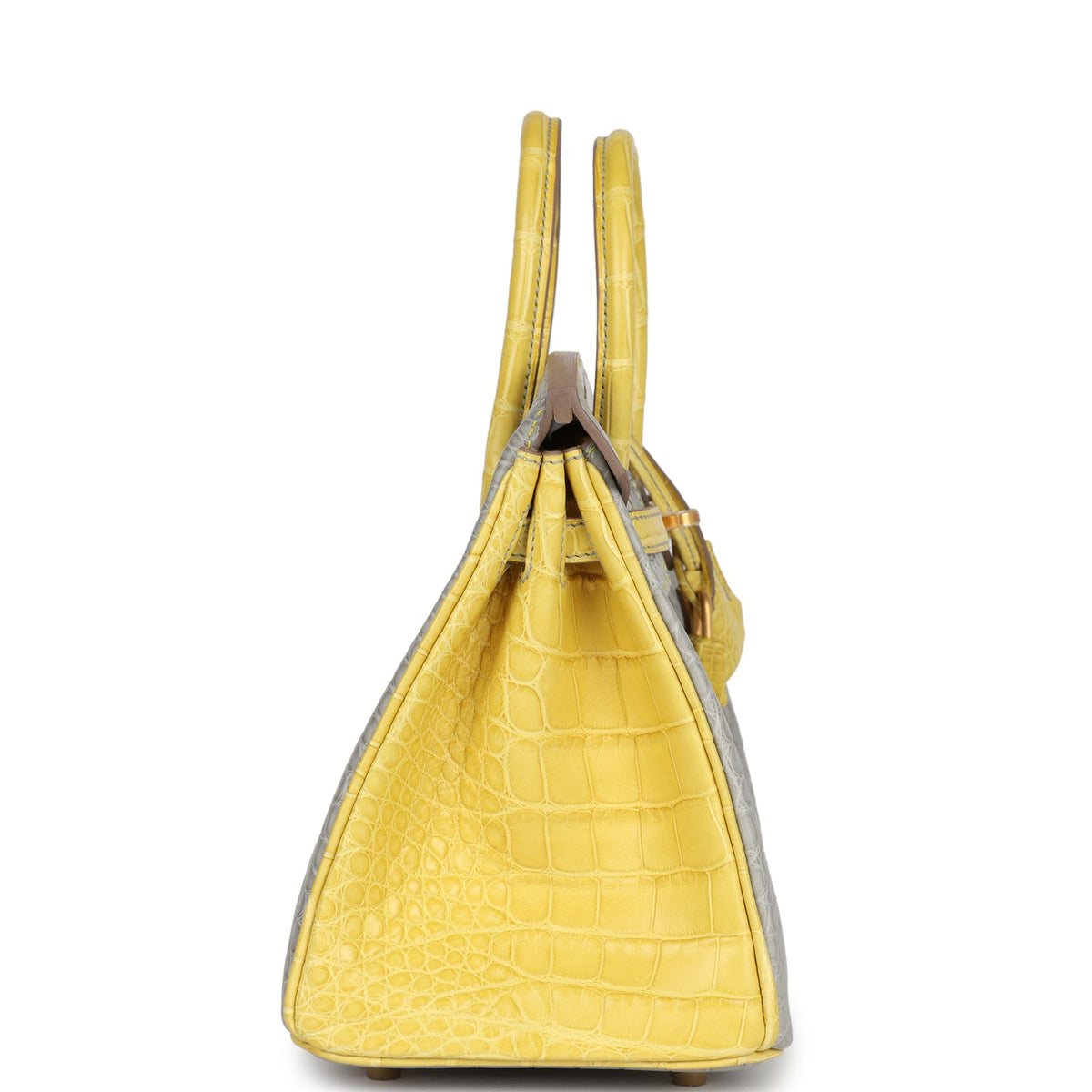Hermes Special Order (HSS) Birkin 25 Gris Perle, Mimosa Matte Alligator Brushed Gold Hardware