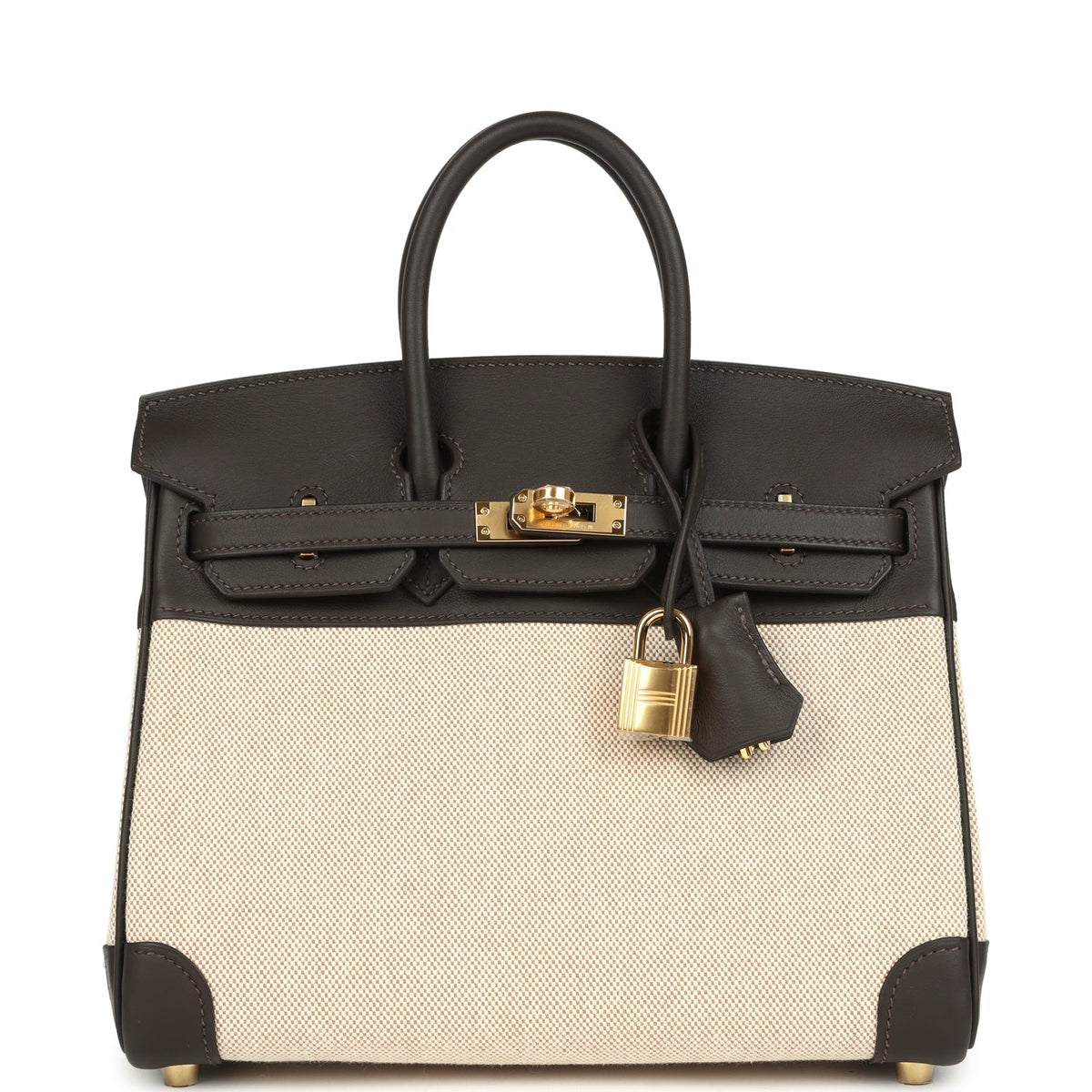 Hermes Birkin 25 Ecru, Beige Toile H Canvas and Bai-Brun Swift Gold Hardware