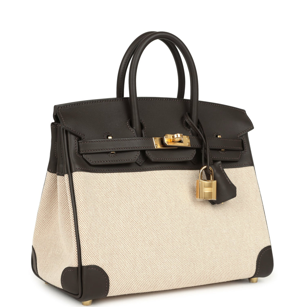 Hermes Birkin 25 Ecru, Beige Toile H Canvas and Bai-Brun Swift Gold Hardware