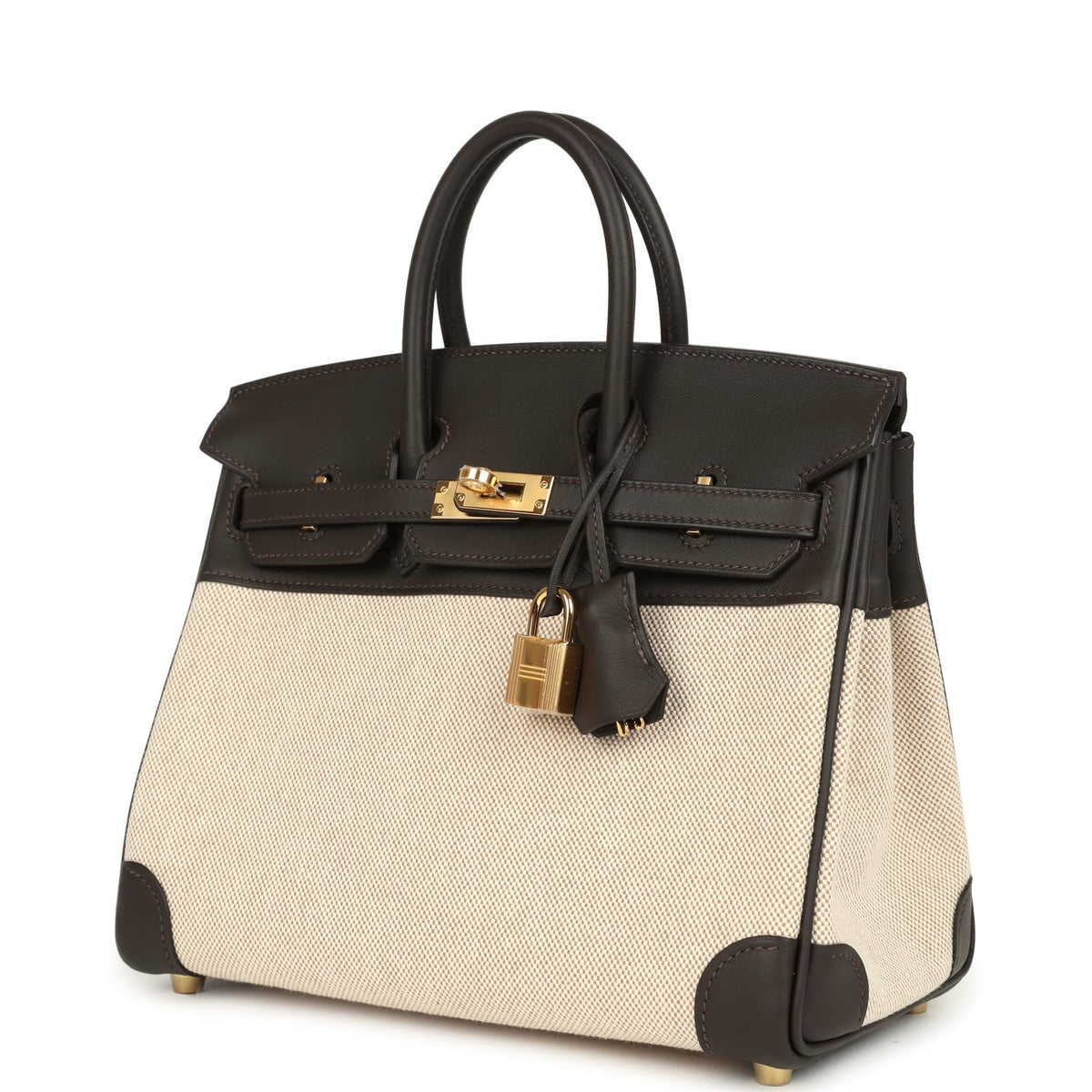 Hermes Birkin 25 Ecru, Beige Toile H Canvas and Bai-Brun Swift Gold Hardware