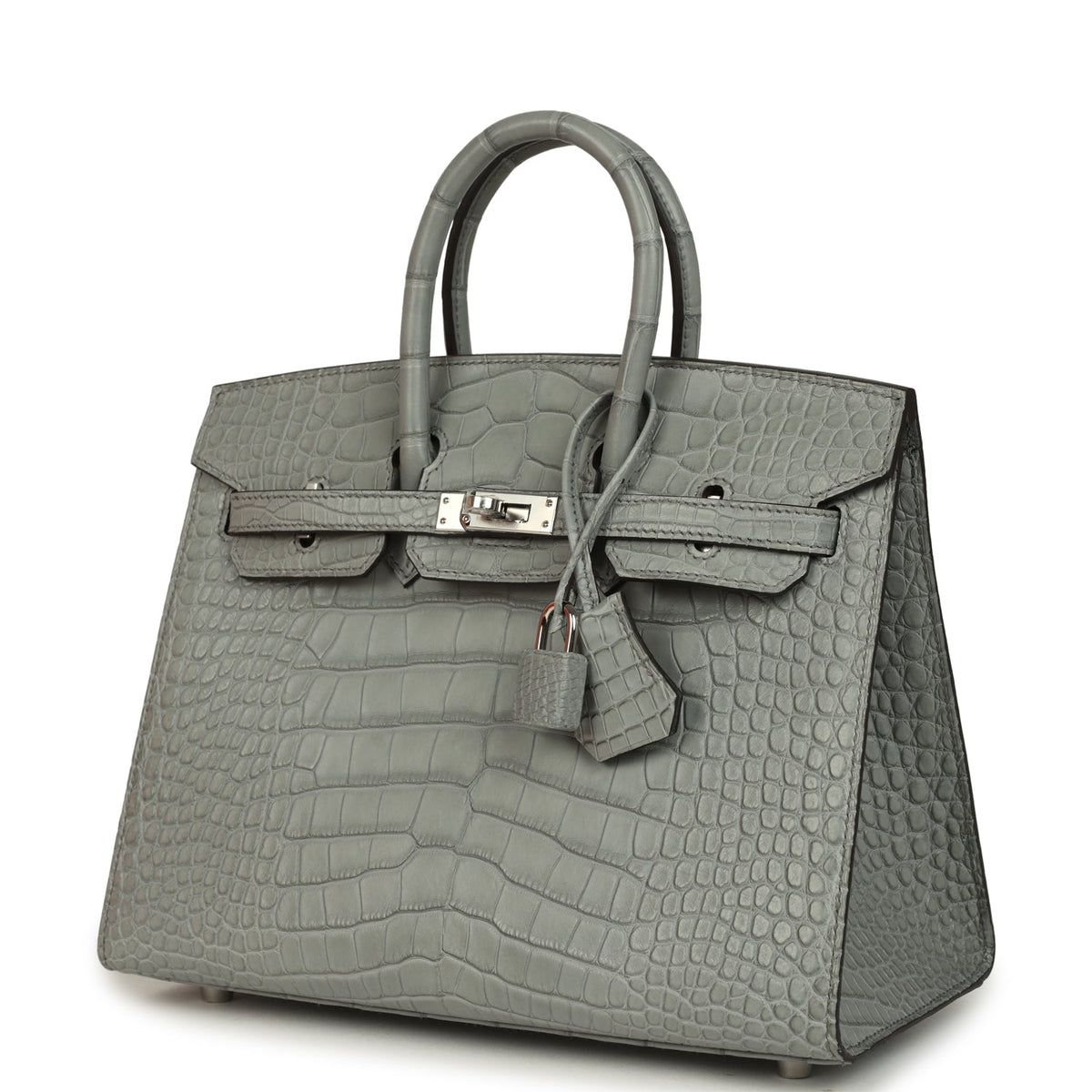 Hermes Birkin Sellier 25 Gris Ciment Matte Alligator Palladium Hardware