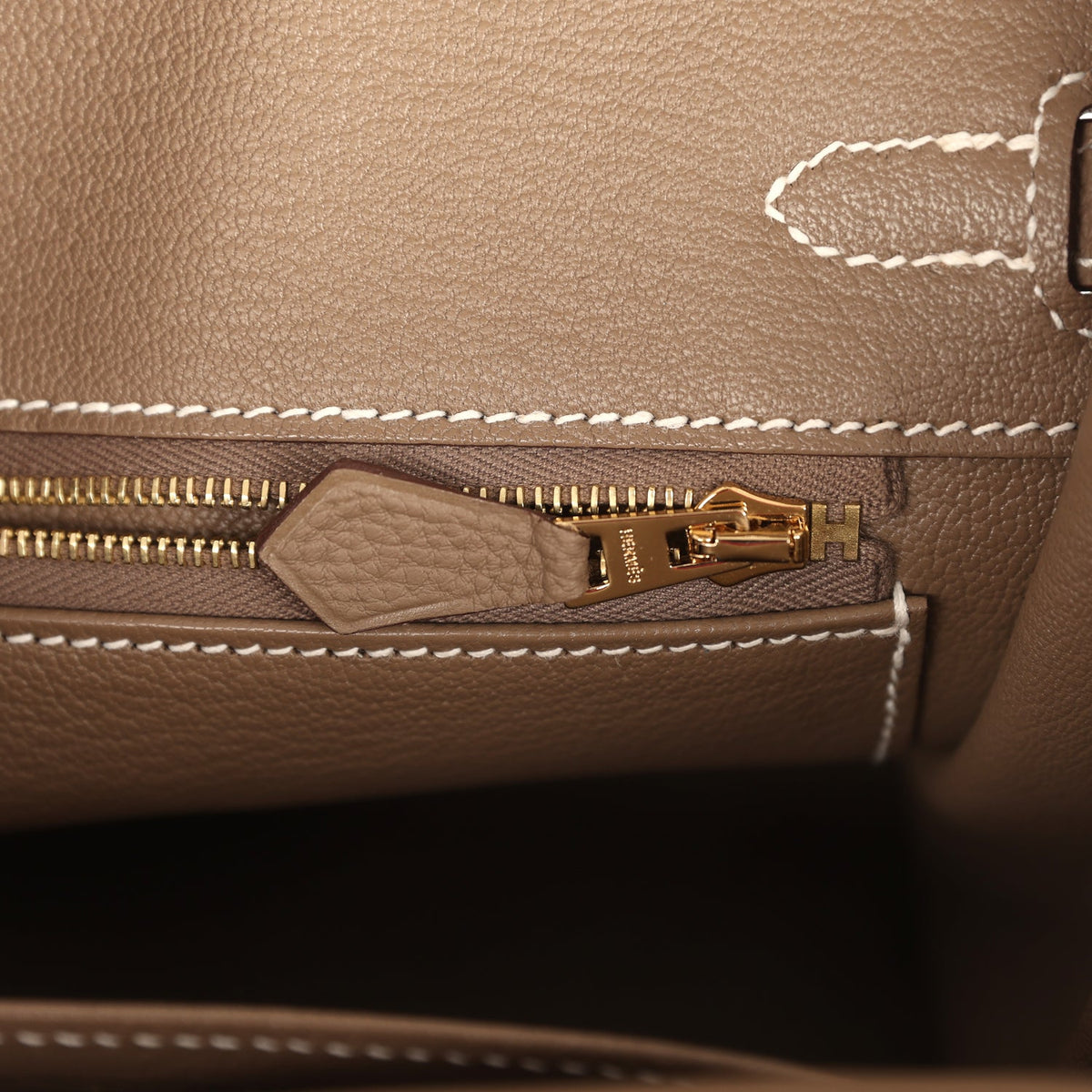 Hermes Birkin 25 Etoupe Togo Brushed Gold Hardware