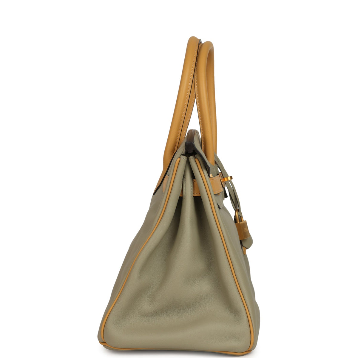 Pre-owned Hermes Special Order (HSS) Birkin 30 Gris Tourterelle, Paille Swift Brushed Gold Hardware