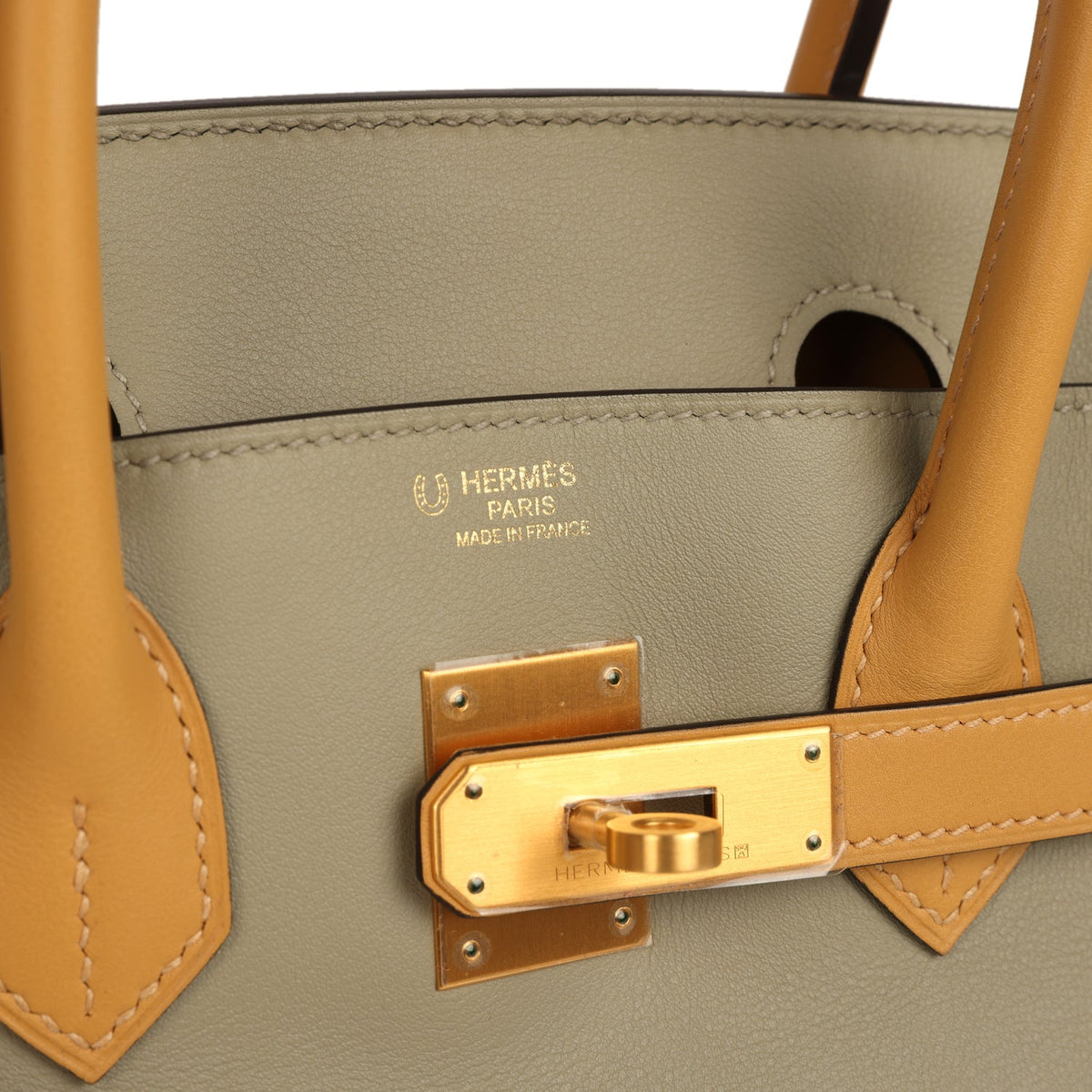 Pre-owned Hermes Special Order (HSS) Birkin 30 Gris Tourterelle, Paille Swift Brushed Gold Hardware