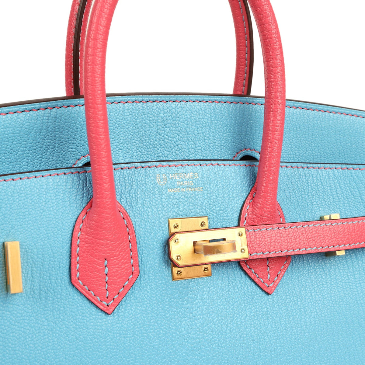 Hermes Special Order (HSS) Birkin 25 Celeste, Rose Lipstick Chevre Mysore Brushed Gold Hardware
