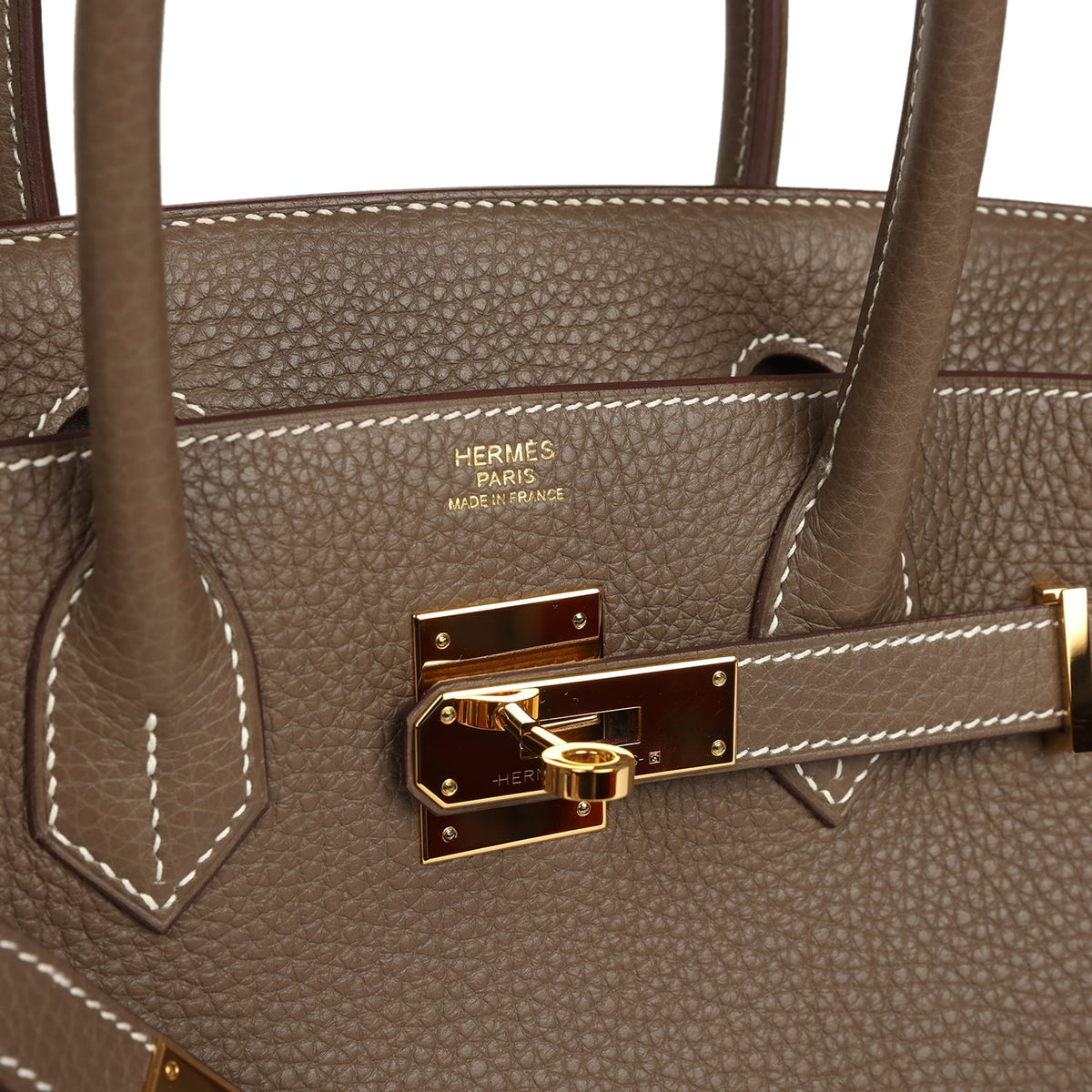 Pre-owned Hermes Birkin 30 Etoupe Clemence Gold Hardware