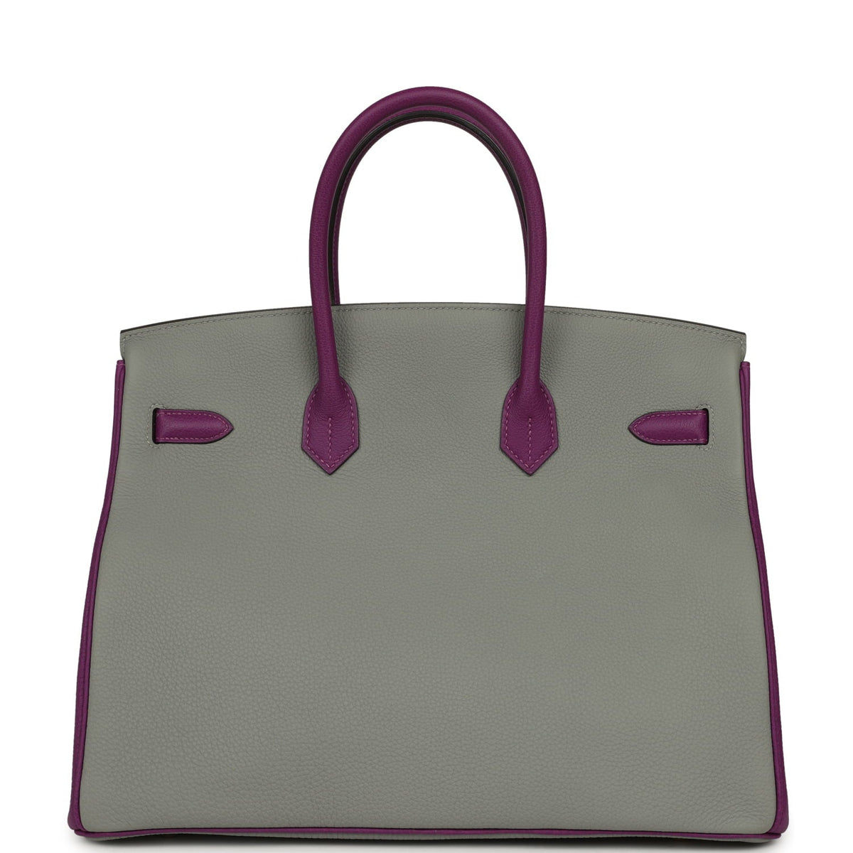 Pre-owned Hermes Special Order (HSS) Birkin 35 Gris Mouette, Anemone Togo Brushed Gold Hardware
