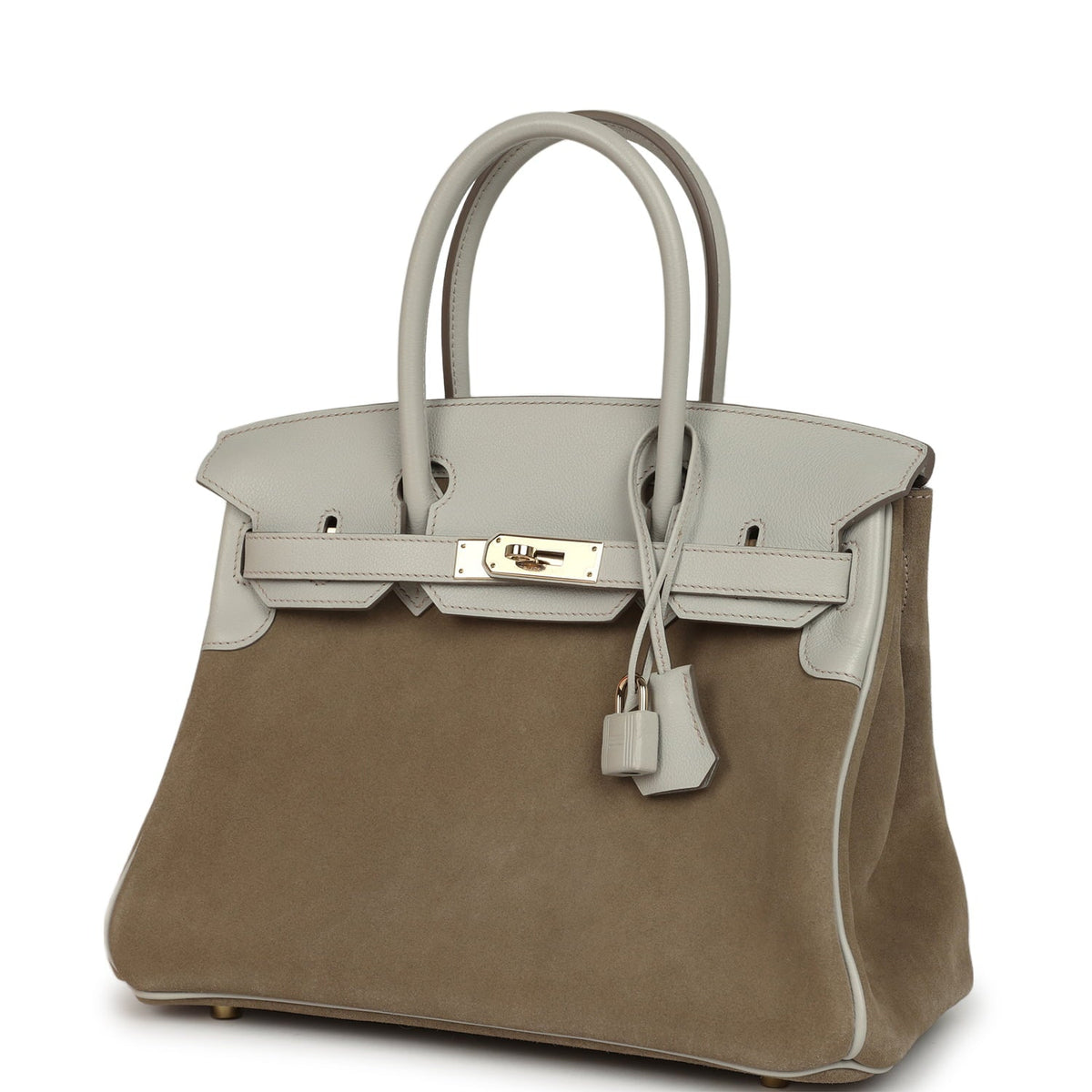 Hermes Birkin 30 Gris Caillou Grizzly and Gris Perle Evercolor Permabrass Hardware