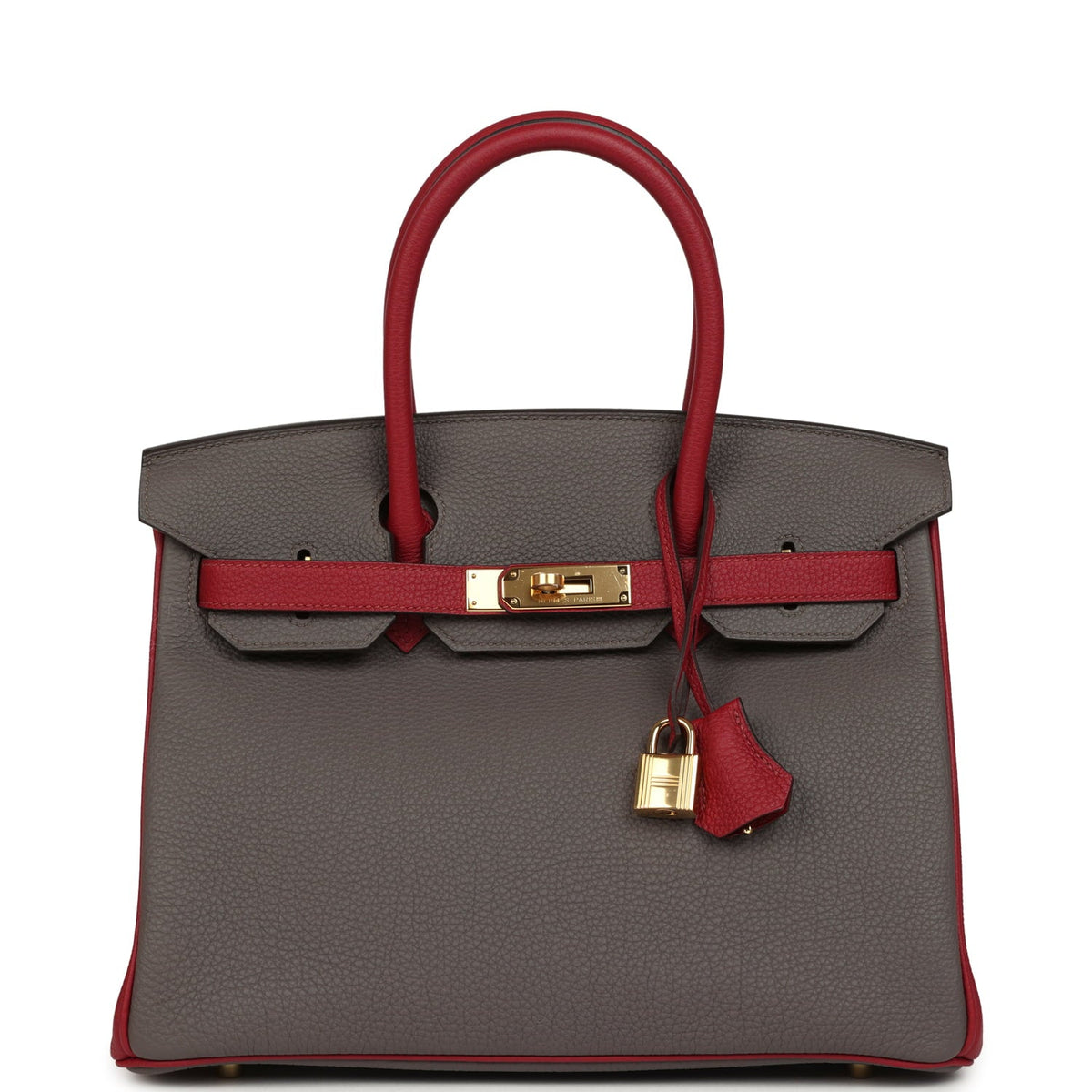 Hermes Special Order (HSS) Birkin 30 Etain, Rouge Grenat Togo Gold Hardware