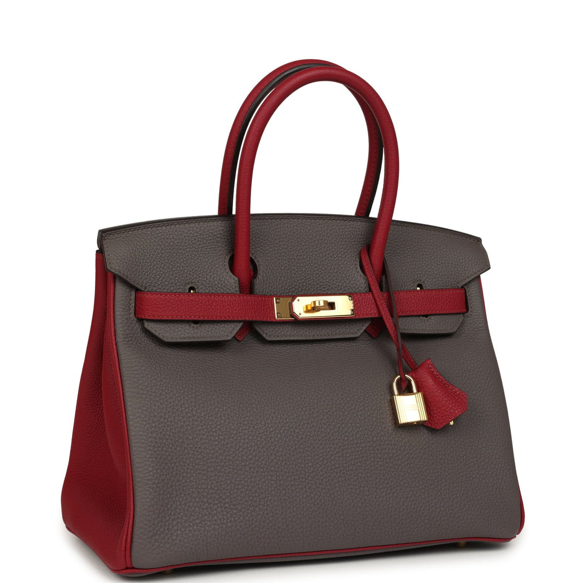 Hermes Special Order (HSS) Birkin 30 Etain, Rouge Grenat Togo Gold Hardware