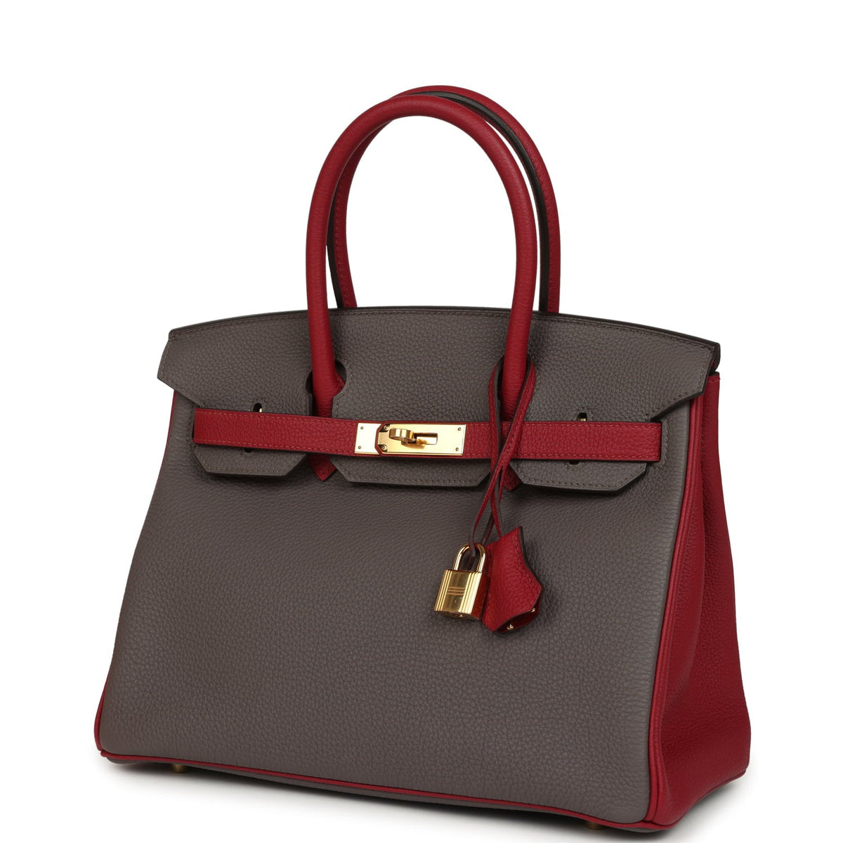 Hermes Special Order (HSS) Birkin 30 Etain, Rouge Grenat Togo Gold Hardware