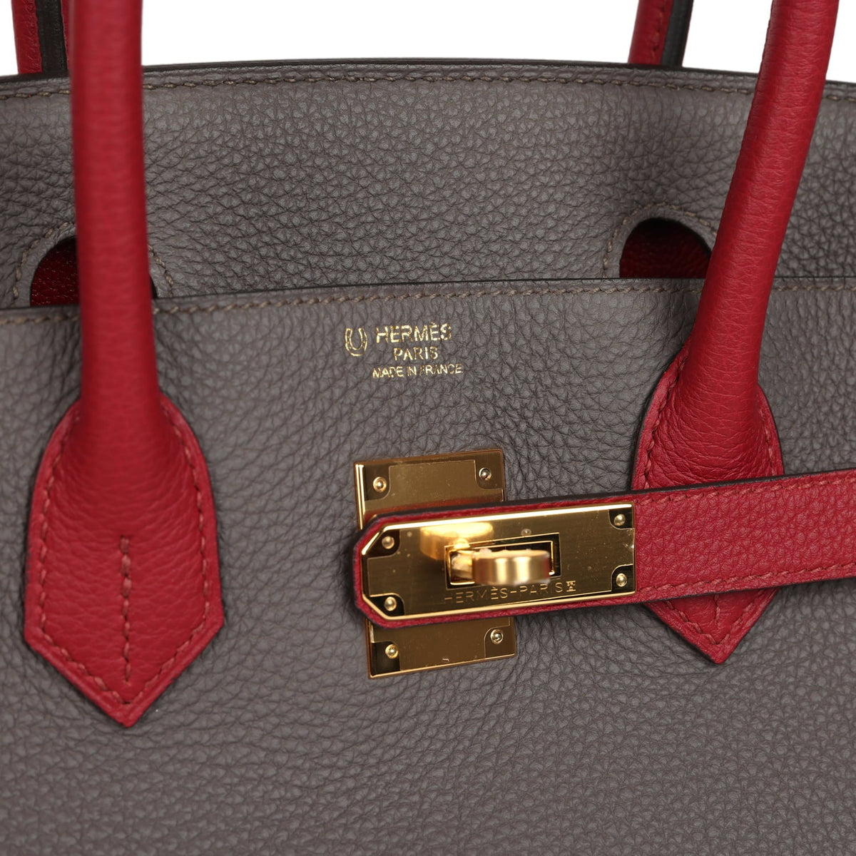 Hermes Special Order (HSS) Birkin 30 Etain, Rouge Grenat Togo Gold Hardware