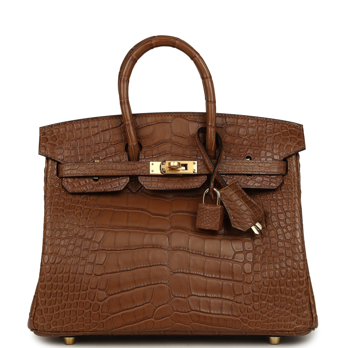 Hermes Birkin 25 Alezan Matte Alligator Gold Hardware