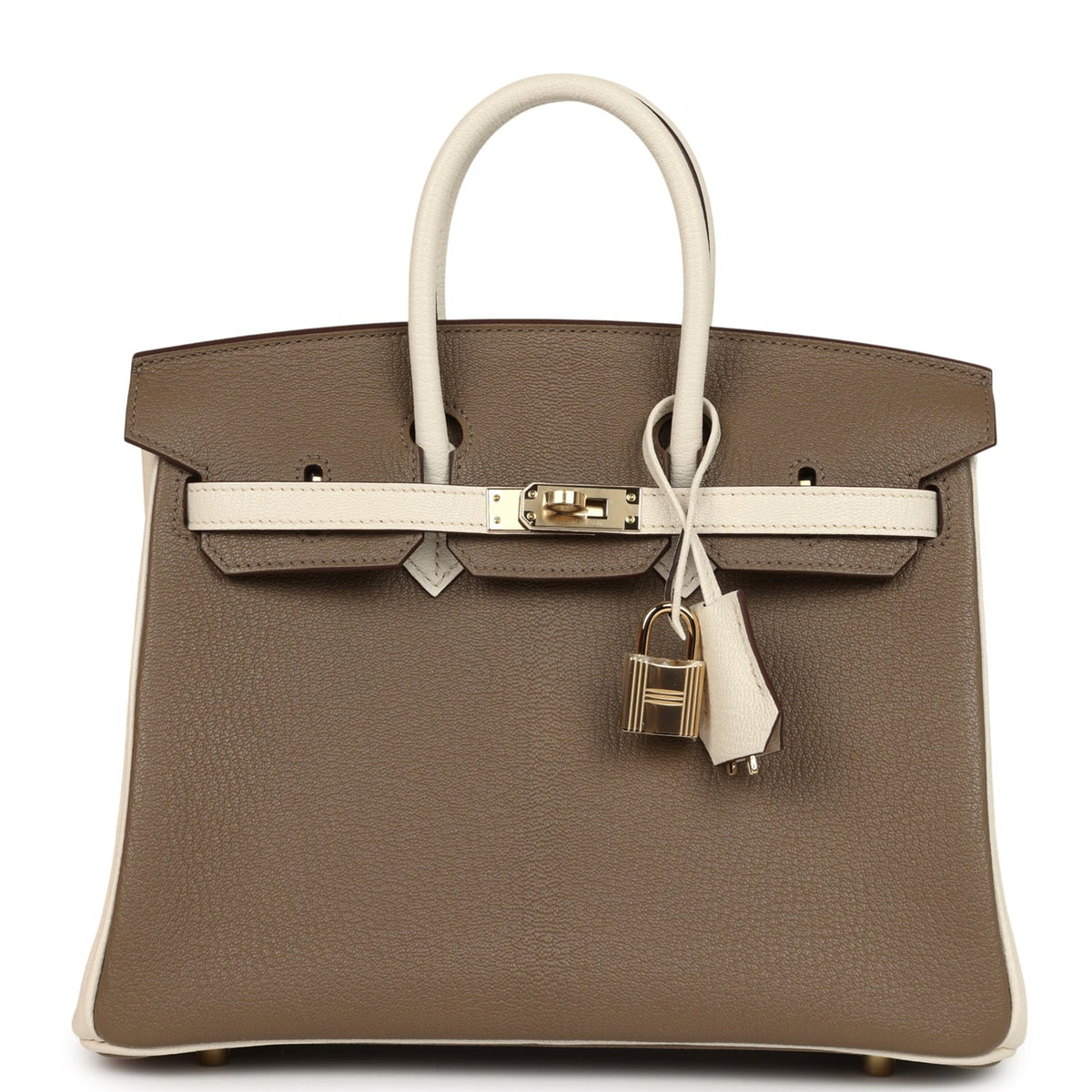Hermes Special Order (HSS) Birkin 25 Etoupe, Nata Chevre Mysore Permabrass Hardware
