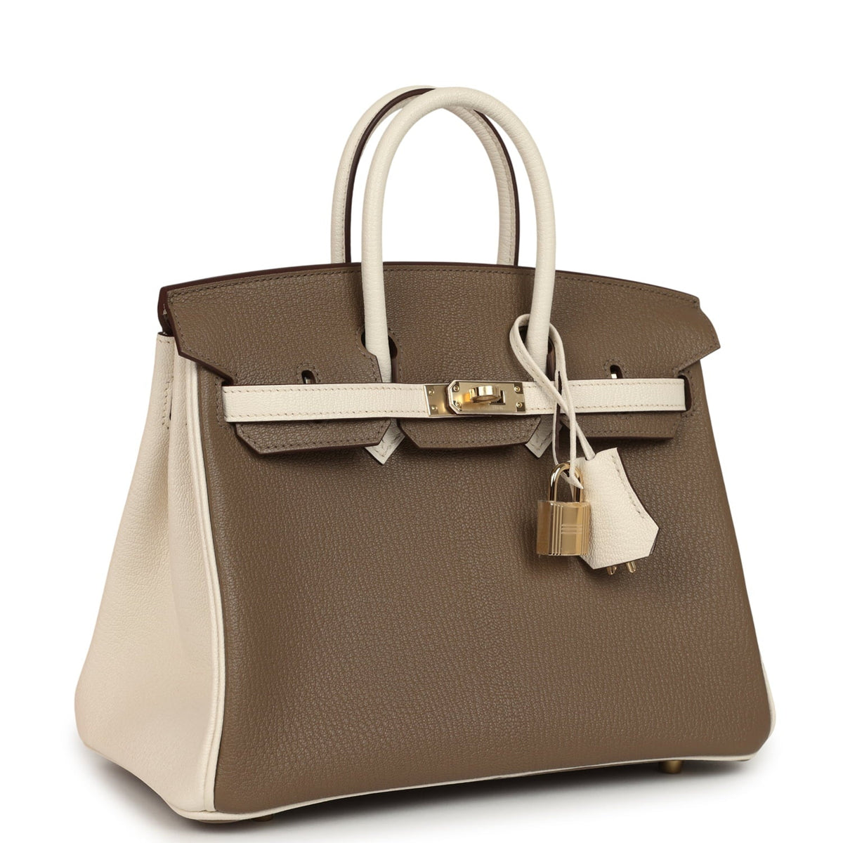 Hermes Special Order (HSS) Birkin 25 Etoupe, Nata Chevre Mysore Permabrass Hardware