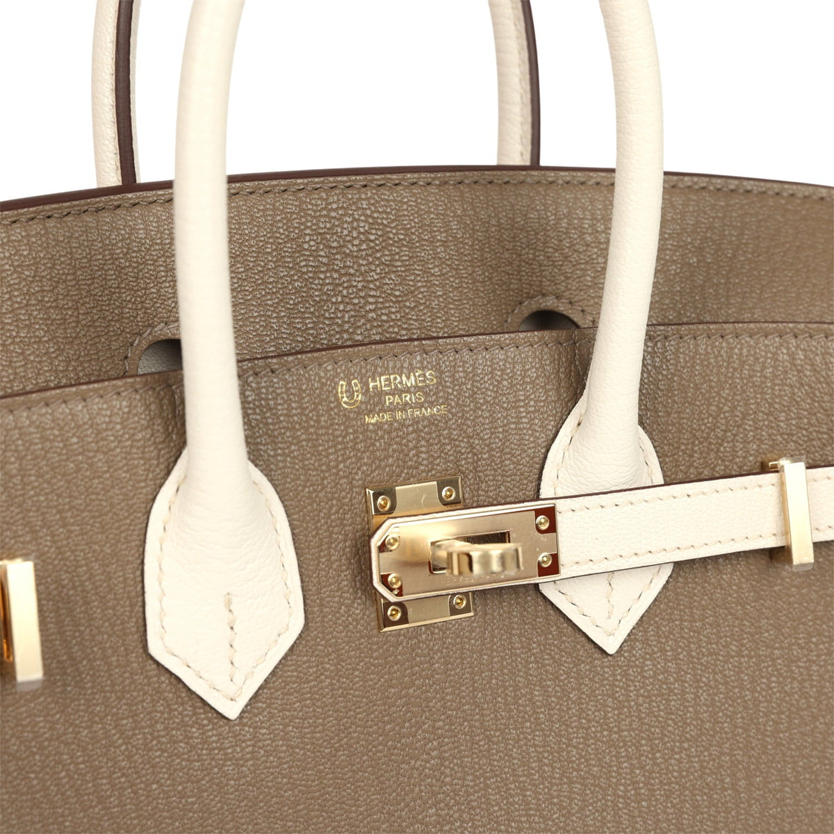 Hermes Special Order (HSS) Birkin 25 Etoupe, Nata Chevre Mysore Permabrass Hardware