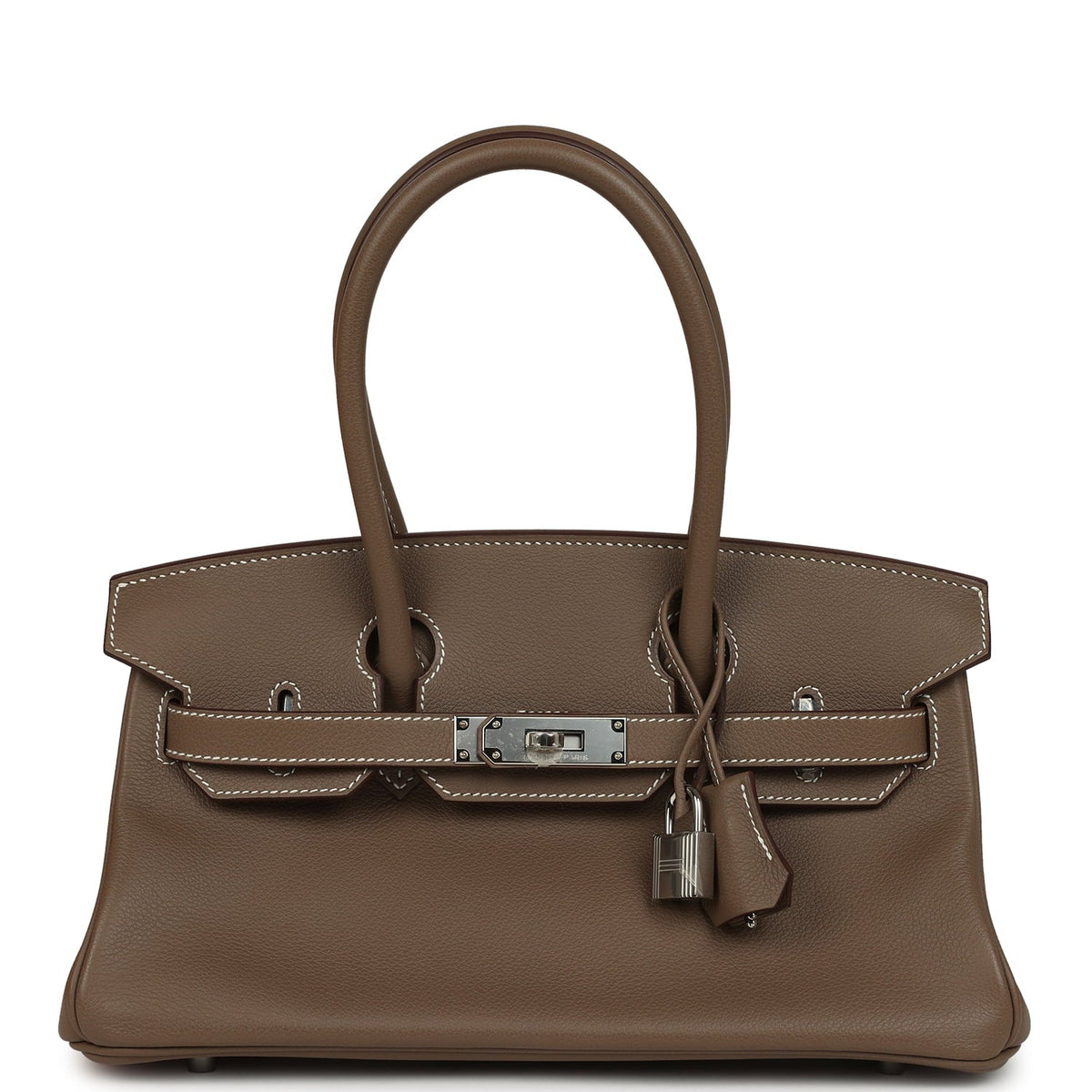 Hermes Shoulder Birkin Light 29 Etoupe Evercolor Palladium Hardware