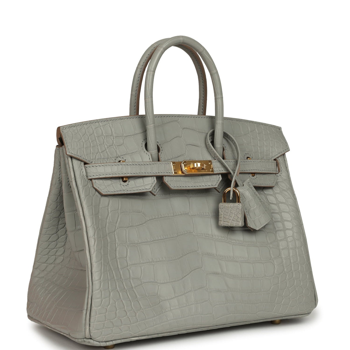 Hermes Birkin 25 Gris Perle Matte Alligator Gold Hardware
