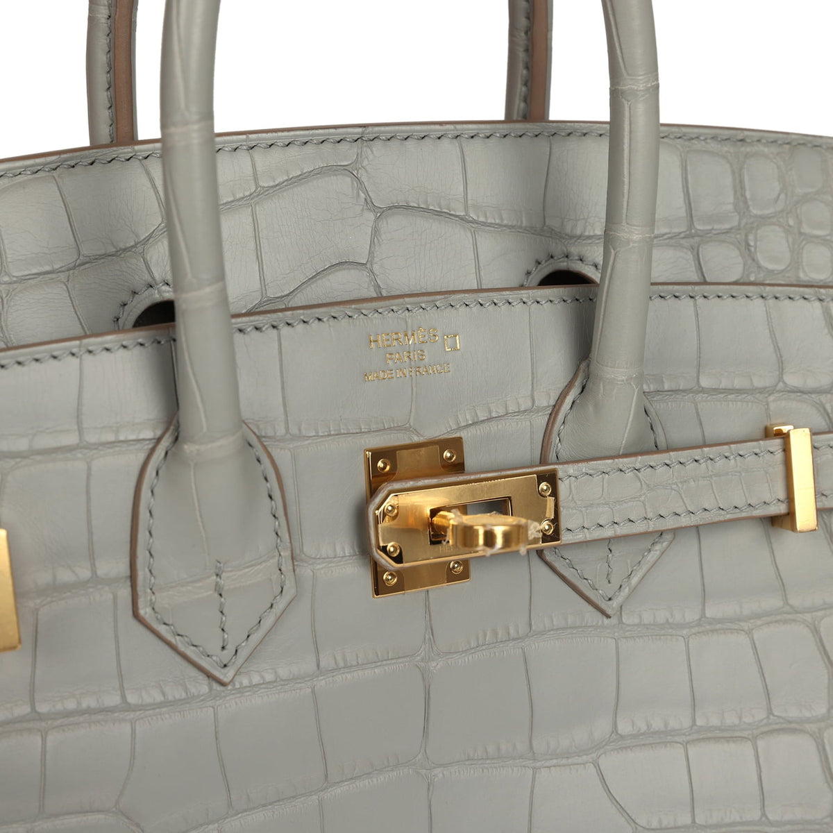 Hermes Birkin 25 Gris Perle Matte Alligator Gold Hardware