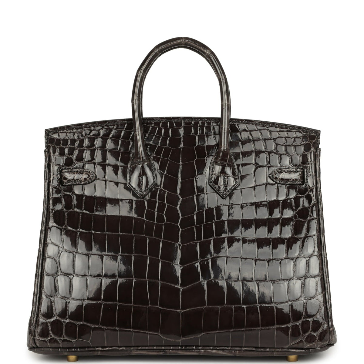 Hermes Birkin 25 Graphite Shiny Niloticus Crocodile Gold Hardware