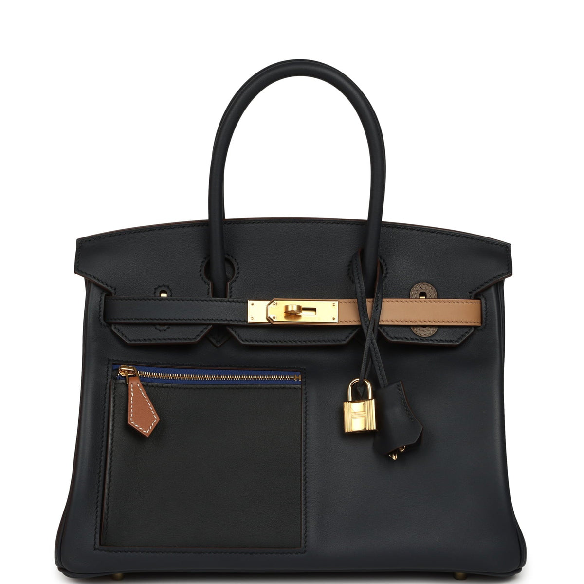 Hermes Colormatic Birkin 30 Bleu Navy, Black, Chai, Etoupe and Gold Swift Gold Hardware