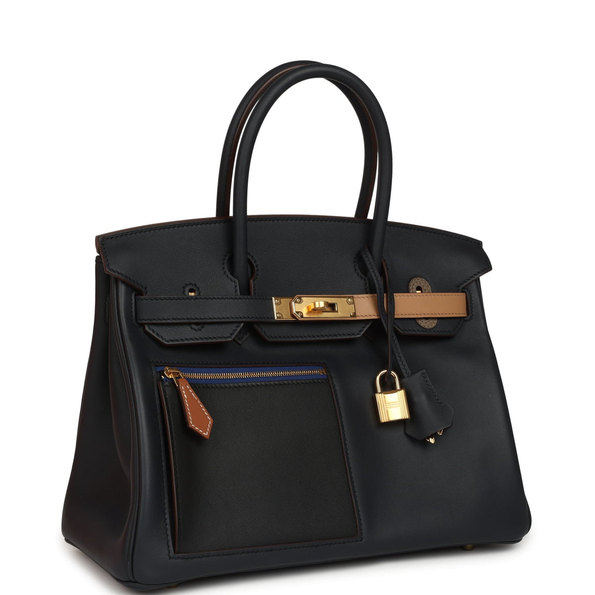 Hermes Colormatic Birkin 30 Bleu Navy, Black, Chai, Etoupe and Gold Swift Gold Hardware