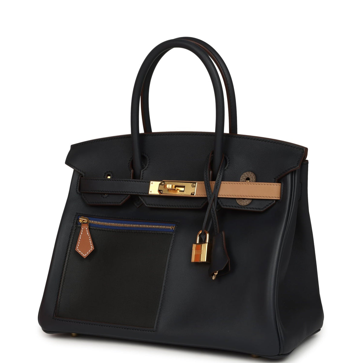 Hermes Colormatic Birkin 30 Bleu Navy, Black, Chai, Etoupe and Gold Swift Gold Hardware