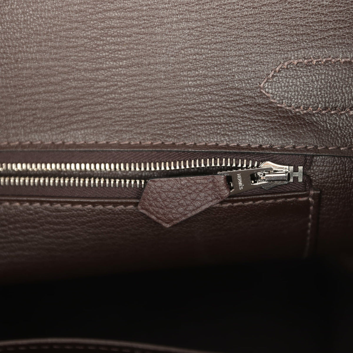 Pre-owned Hermes Birkin 30 Chocolate Togo Palladium Hardware