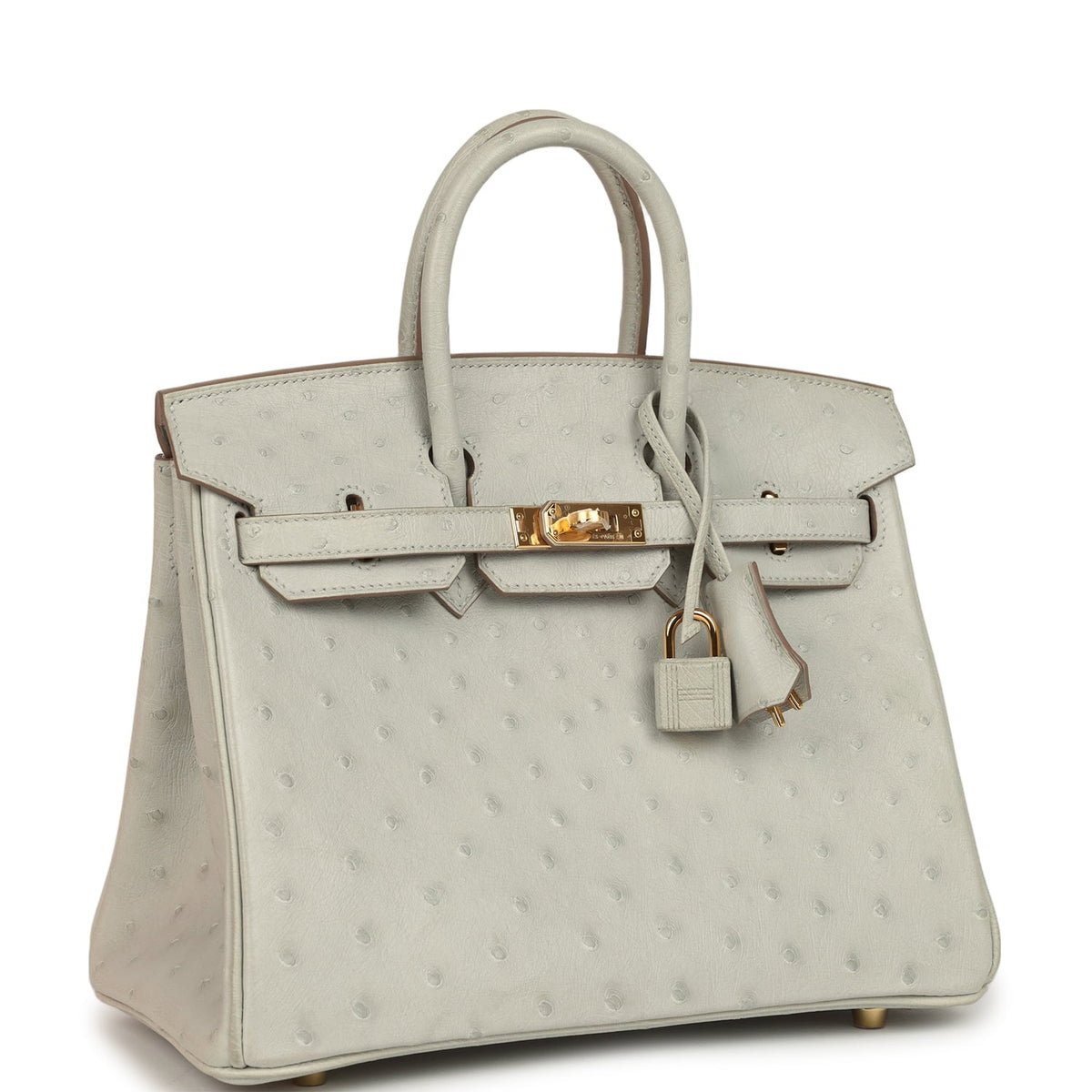 Hermes Birkin 25 Gris Perle Ostrich Gold Hardware