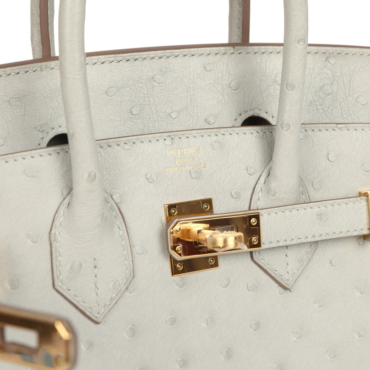 Hermes Birkin 25 Gris Perle Ostrich Gold Hardware
