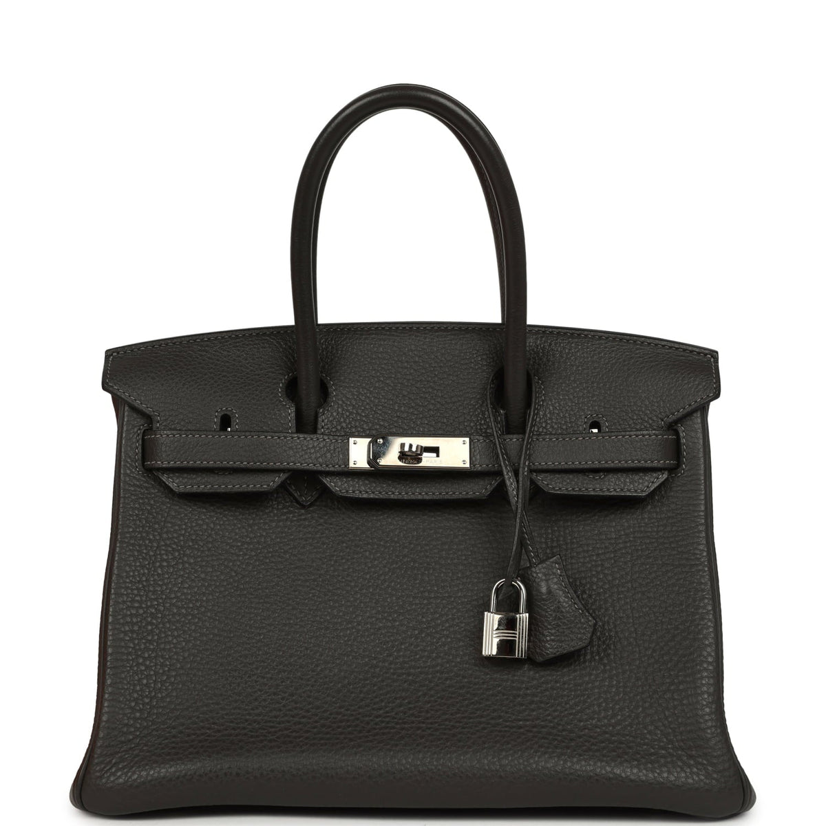 Pre-owned Hermes Birkin 30 Graphite Clemence Palladium Hardware