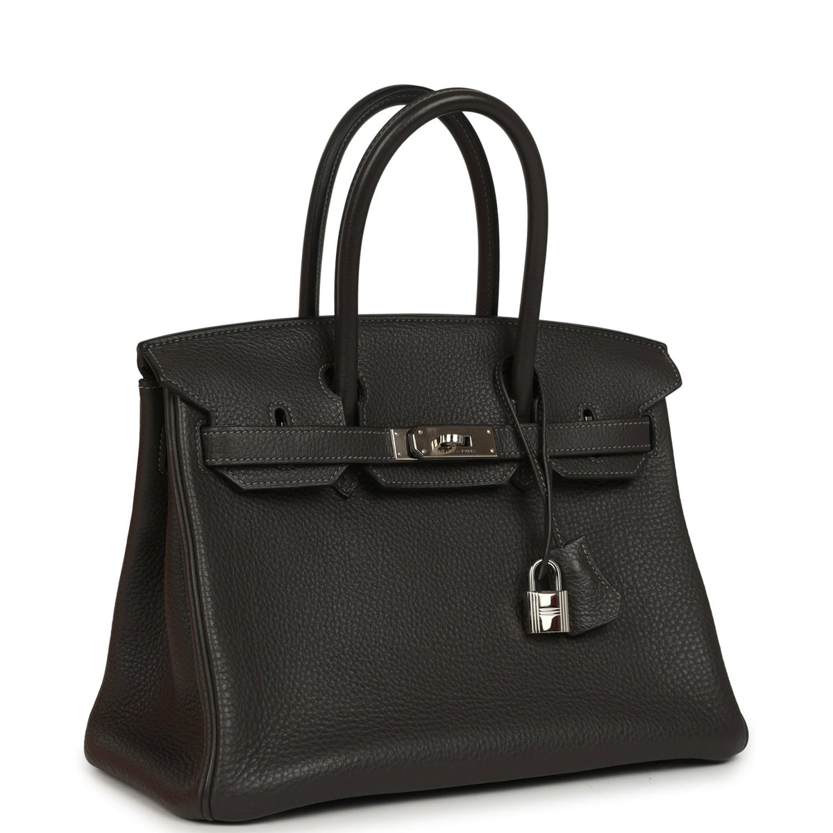 Pre-owned Hermes Birkin 30 Graphite Clemence Palladium Hardware