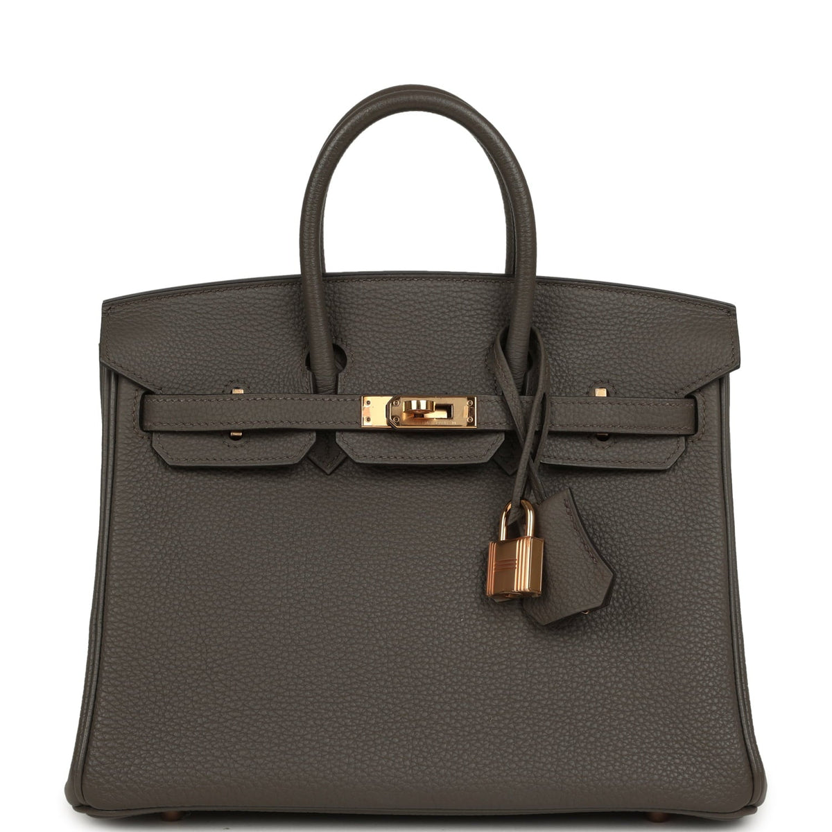 Pre-owned Hermes Birkin 25 Etain Togo Rose Gold Hardware